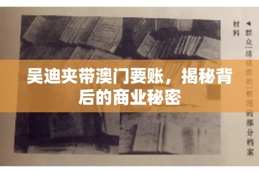 吴迪夹带澳门要账，揭秘背后的商业秘密