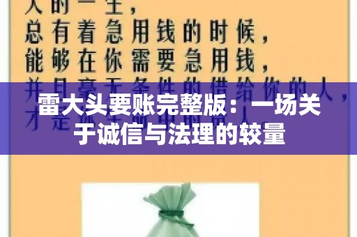 雷大头要账完整版：一场关于诚信与法理的较量